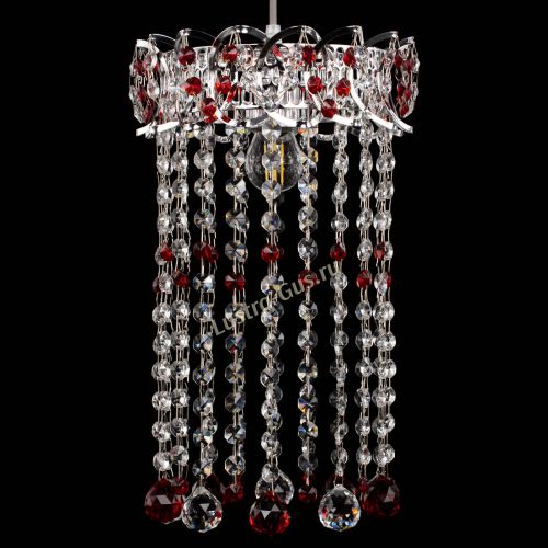 Барная люстра Астра №1 шар 30 длинная Красная в Сочи Гусь Хрустальный