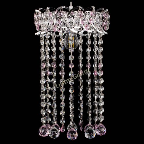 Барная люстра Астра №1 шар 30 длинная Розовая в Сочи Гусь Хрустальный