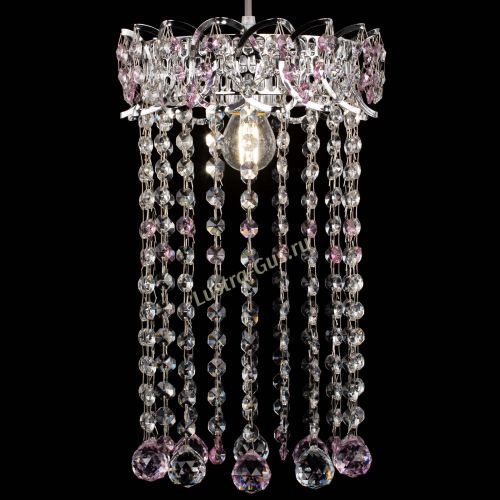 Барная люстра Астра №1 шар 30 длинная Розовая в Сочи Гусь Хрустальный