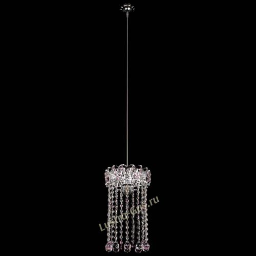 Барная люстра Астра №1 шар 30 длинная Розовая в Сочи Гусь Хрустальный