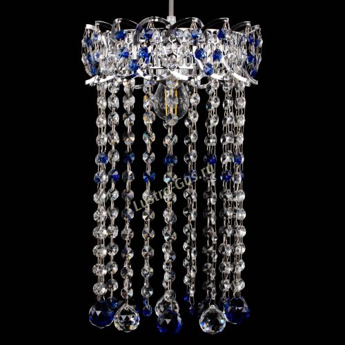 Барная люстра Астра №1 шар 30 длинная Синяя в Сочи Гусь Хрустальный
