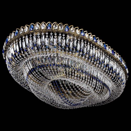 Люстра Кольцо Овал №17 под бронзу синяя в Сочи Гусь Хрустальный