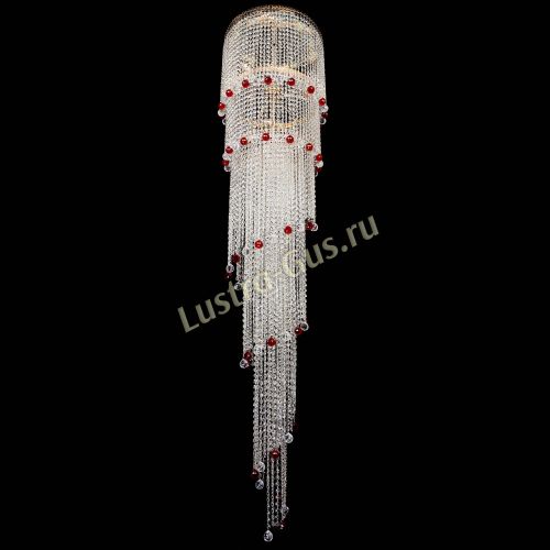 Люстра Милан каскад шар красный в Сочи Гусь Хрустальный