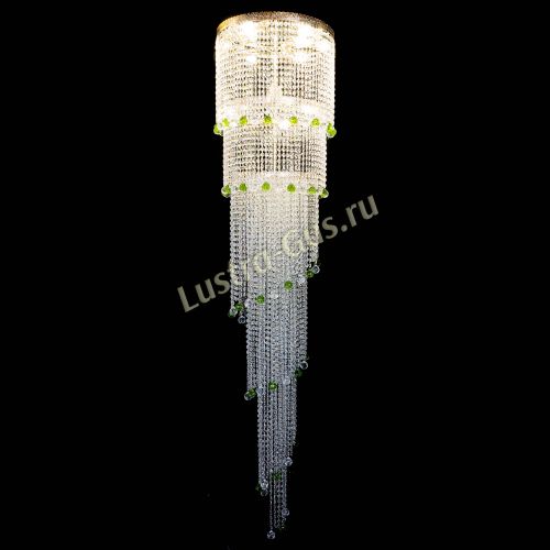 Люстра Милан каскад шар зеленый в Сочи Гусь Хрустальный