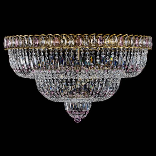 Люстра Водопад Обтикон №15 под бронзу розовая в Сочи Гусь Хрустальный