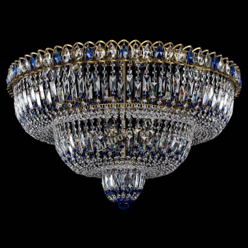 Люстра Водопад Обтикон №15 под бронзу синяя в Сочи Гусь Хрустальный