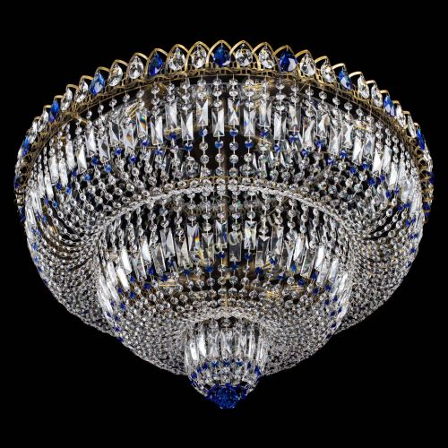 Люстра Водопад Обтикон №15 под бронзу синяя в Сочи Гусь Хрустальный