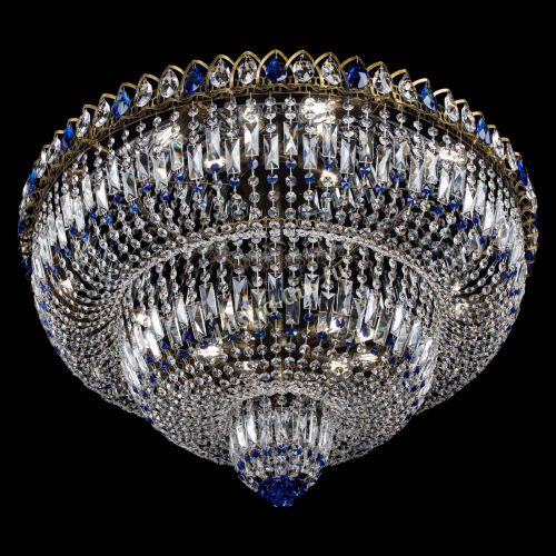 Люстра Водопад Обтикон №15 под бронзу синяя в Сочи Гусь Хрустальный