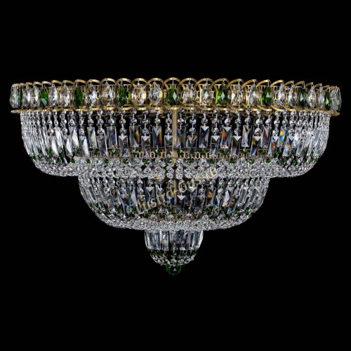 Люстра Водопад Обтикон №15 под бронзу зеленая в Сочи Гусь Хрустальный