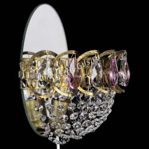 Бра Астра Сетка под бронзу Розовая в Сочи Гусь Хрустальный