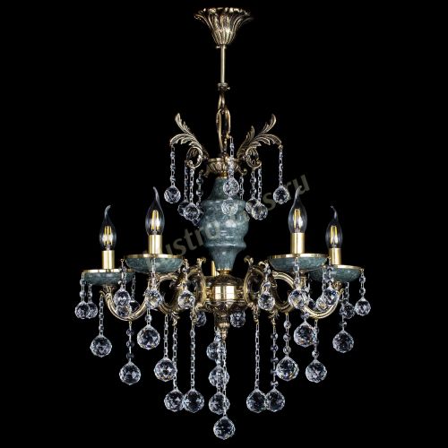 Люстра бронзовая Алфея №5 "Малахит" шар в Сочи Гусь Хрустальный