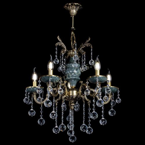 Люстра бронзовая Алфея №5 "Малахит" шар в Сочи Гусь Хрустальный