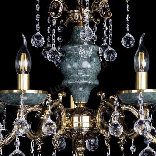 Люстра бронзовая Алфея №5 "Малахит" шар в Сочи Гусь Хрустальный