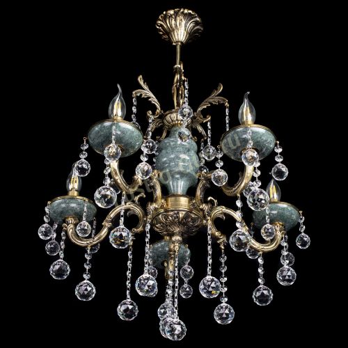 Люстра бронзовая Алфея №5 "Малахит" шар в Сочи Гусь Хрустальный