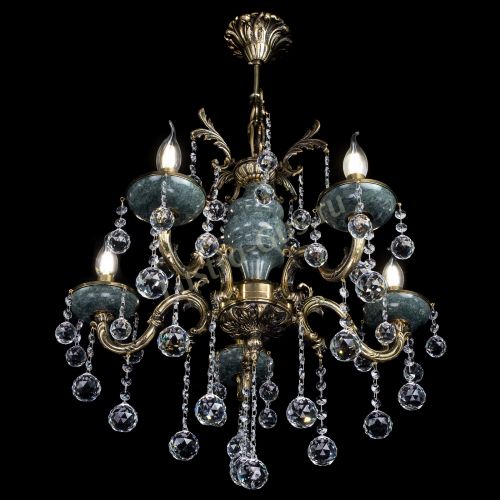 Люстра бронзовая Алфея №5 "Малахит" шар в Сочи Гусь Хрустальный