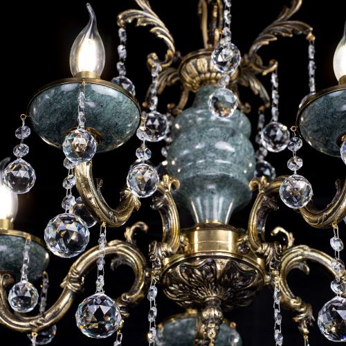 Люстра бронзовая Алфея №5 "Малахит" шар в Сочи Гусь Хрустальный