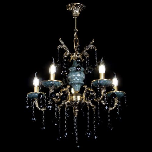 Люстра бронзовая Алфея №5 "Малахит" шар черная в Сочи Гусь Хрустальный