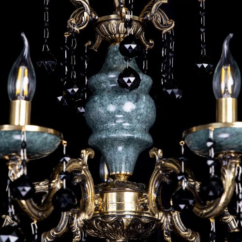 Люстра бронзовая Алфея №5 "Малахит" шар черная в Сочи Гусь Хрустальный