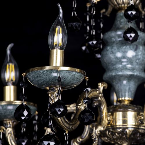 Люстра бронзовая Алфея №5 "Малахит" шар черная в Сочи Гусь Хрустальный
