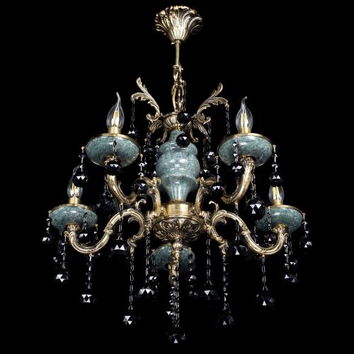 Люстра бронзовая Алфея №5 "Малахит" шар черная в Сочи Гусь Хрустальный