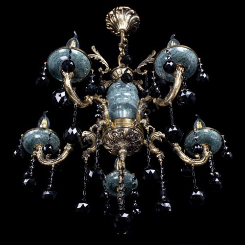 Люстра бронзовая Алфея №5 "Малахит" шар черная в Сочи Гусь Хрустальный