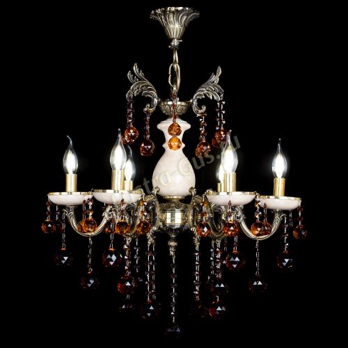 Люстра бронзовая Алфея №6 с камнем шар чайная в Сочи Гусь Хрустальный