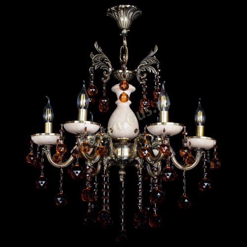 Люстра бронзовая Алфея №6 с камнем шар чайная в Сочи Гусь Хрустальный