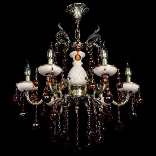 Люстра бронзовая Алфея №6 с камнем шар чайная в Сочи Гусь Хрустальный