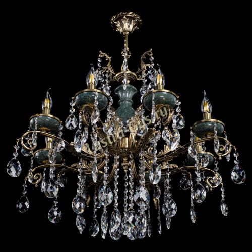 Люстра бронзовая Алфея Малахит №8 баден в Сочи Гусь Хрустальный