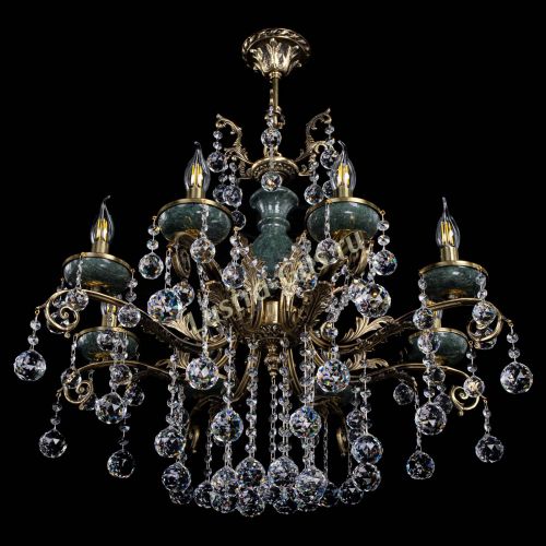 Люстра бронзовая Алфея Малахит №8 шар в Сочи Гусь Хрустальный