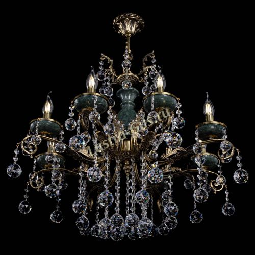 Люстра бронзовая Алфея Малахит №8 шар в Сочи Гусь Хрустальный