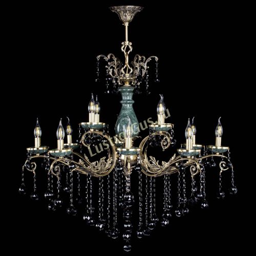 Люстра бронзовая Алфея Малахит №12 шар черная в Сочи Гусь Хрустальный