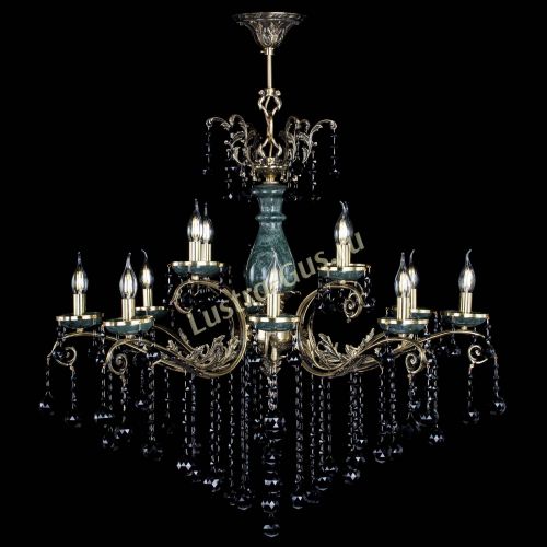 Люстра бронзовая Алфея Малахит №12 шар черная в Сочи Гусь Хрустальный