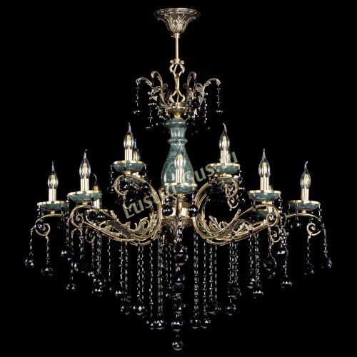 Люстра бронзовая Алфея Малахит №12 шар черная в Сочи Гусь Хрустальный