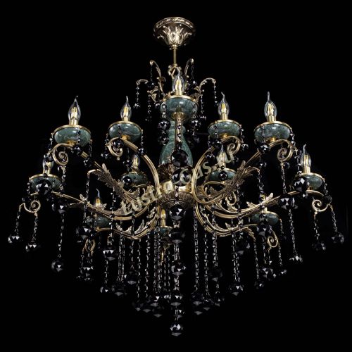 Люстра бронзовая Алфея Малахит №12 шар черная в Сочи Гусь Хрустальный