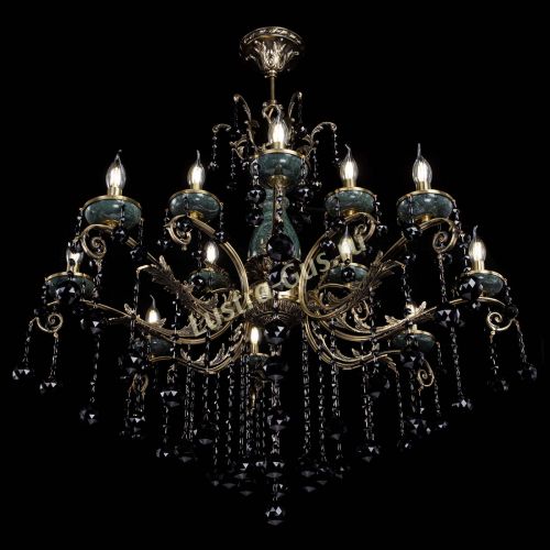 Люстра бронзовая Алфея Малахит №12 шар черная в Сочи Гусь Хрустальный