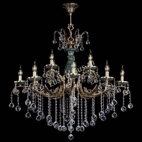 Люстра бронзовая Алфея Малахит №12 шар в Сочи Гусь Хрустальный