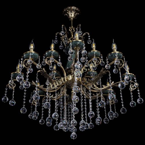 Люстра бронзовая Алфея Малахит №12 шар в Сочи Гусь Хрустальный