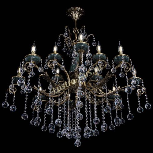 Люстра бронзовая Алфея Малахит №12 шар в Сочи Гусь Хрустальный