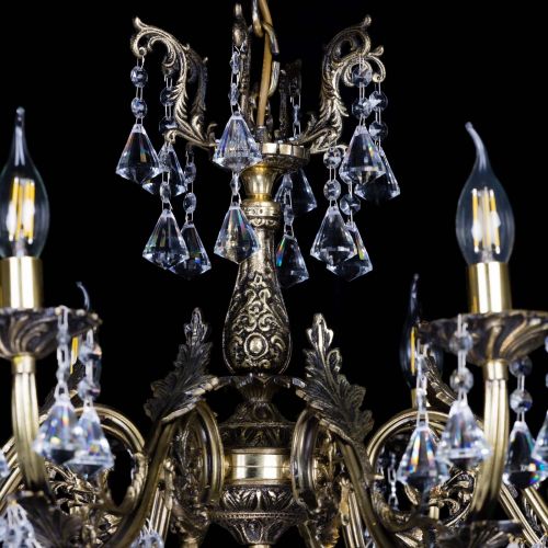 Бронзовая люстра Кассандра №8 удлиненная с конусами в Сочи Гусь Хрустальный