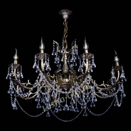 Бронзовая люстра Кассандра №8 удлиненная с конусами в Сочи Гусь Хрустальный