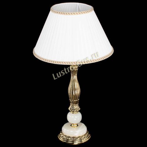 Бронзовая настольная лампа Оникс №1 с абажуром в Сочи Гусь Хрустальный