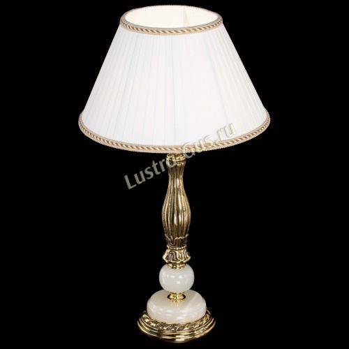 Бронзовая настольная лампа Оникс №1 с абажуром в Сочи Гусь Хрустальный