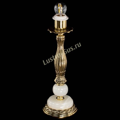 Бронзовая настольная лампа Оникс №1 с абажуром в Сочи Гусь Хрустальный