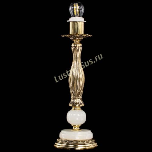 Бронзовая настольная лампа Оникс №1 с абажуром в Сочи Гусь Хрустальный