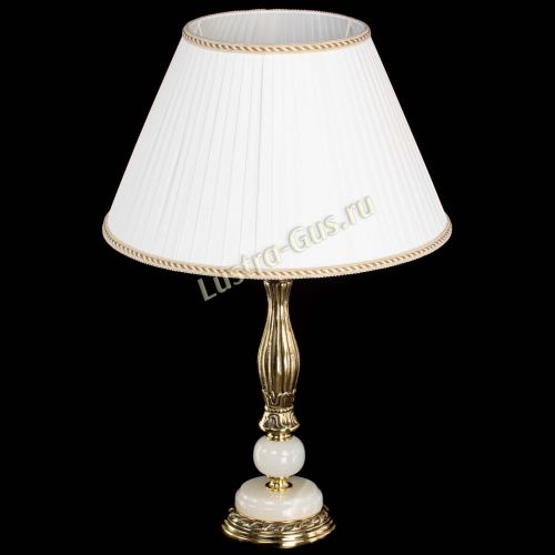 Бронзовая настольная лампа Оникс №1 с большим абажуром в Сочи Гусь Хрустальный
