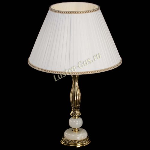 Бронзовая настольная лампа Оникс №1 с большим абажуром в Сочи Гусь Хрустальный