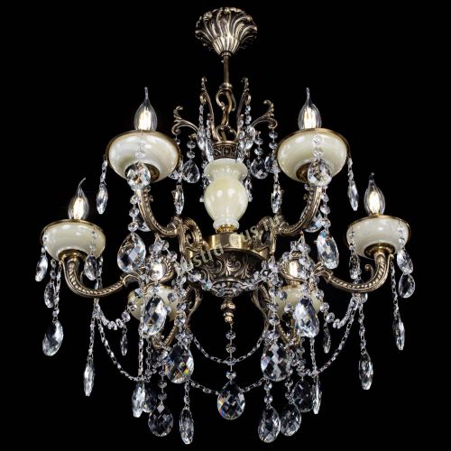 Люстра бронзовая Оникс белый №6/1 баден в Сочи Гусь Хрустальный