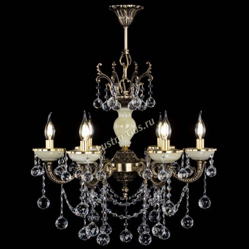 Люстра бронзовая Оникс белый №6/1 шар в Сочи Гусь Хрустальный