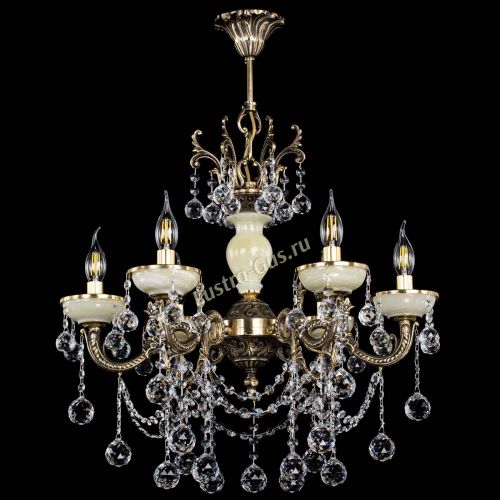 Люстра бронзовая Оникс белый №6/1 шар в Сочи Гусь Хрустальный